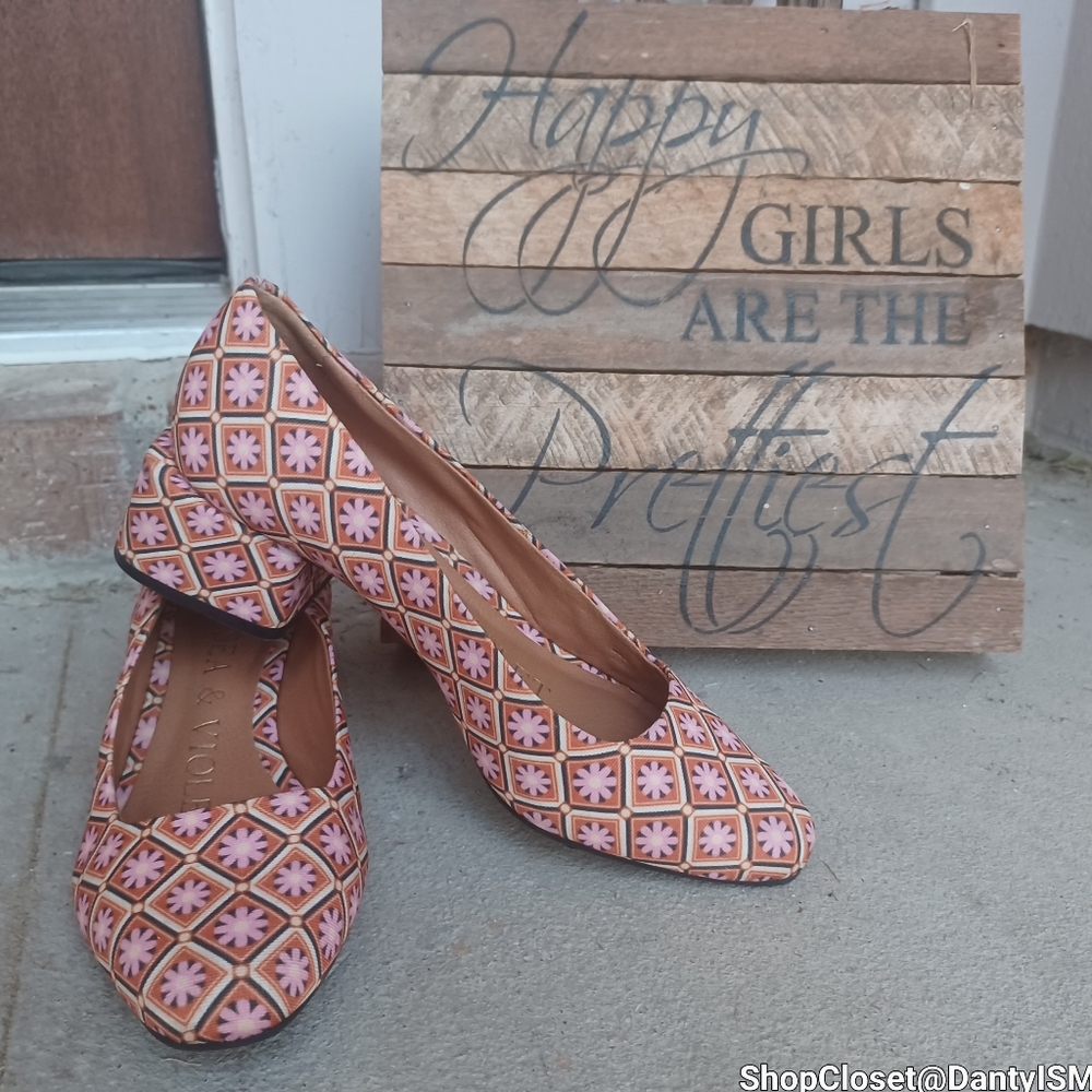Chelsea & Violet Pink Patterned Heels
